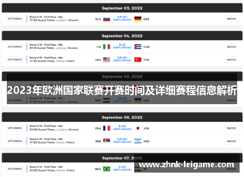 2023年欧洲国家联赛开赛时间及详细赛程信息解析 2023年欧洲国家联赛开赛时间及详细赛程信息解析